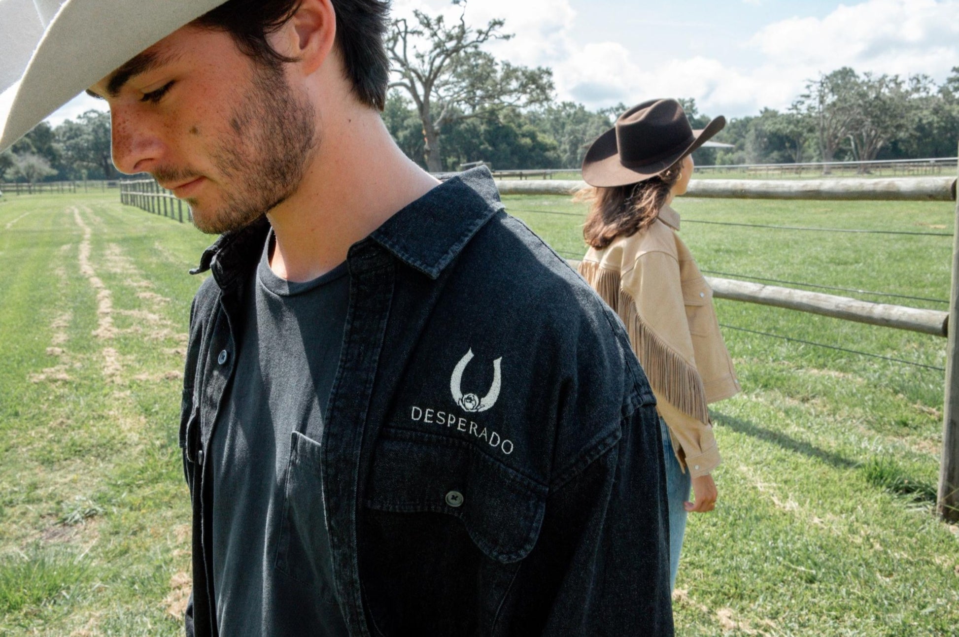 Desperado Men's Embroidered Denim Button Down